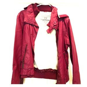 Burgundy Faux leather jacket